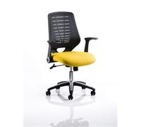 Relay Task Operator Chair Bespoke Colour Black Back Senna Yellow With Folding Arms