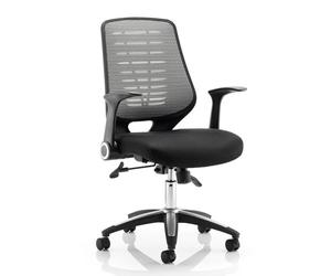 relay task silver back office chair with airmesh black seat