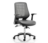 relay task silver back office chair with leather black seat