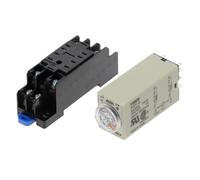 Relays H3Y-2 AC/DC 24V With Base Socket Power-on Delay Rotary Knob DPDT 1S/5S/10S/30S/60S/3M/5M/10M/30M Timer Timing Time Relay(Voltage AC 24V,0-5 Minute)