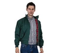 Relco Bottle Green Harrington Jacket With Red Tartan Lining X-Large Bottle Green