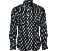 Relco Mens Black Purple Mustard Polka Dot Long Sleeve Shirt Button Down Collar