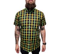 Relco Mens Check Short Sleeve Shirt… (Small, Black/Green/Yellow)