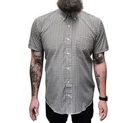 Relco Mens Gingham Vintage Mod Short Sleeve Shirts… (Medium, Black)