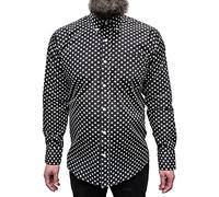 Relco Mens Polka Dot Button Down Shirt`s (XXLarge, Black)