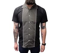 Relco Mens Rockabilly Bowling Grey/Black Shirts… (Large)