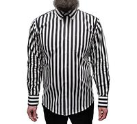Relco Mens Striped Long Sleeve Button Down 60s Shirt White/Black 2XL