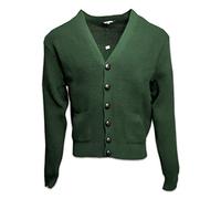 Relco Mens Waffle Knit Retro 60s Button Cardigan Bottle Green XL