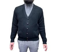 Relco Mens Waffle Knit V Neck Long Sleeve Cardigan Black Size XXLarge