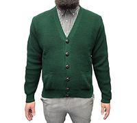 Relco Mens Waffle Knit V Neck Long Sleeved Cardigan (Size Medium, Green)