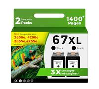 Relcolor Replacement for HP Ink 67 XL 67XL HP67 Cartridge Black 2700 2700e 2752 2752e 2742e 2755 2755e 4100 4100e 4152e 4155 4155e Envy 6000 6055e 6055 6400 6458 6458e 6452 6455 6455e High Yield