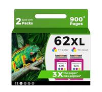 Relcolor High Yield 62XL Ink Cartridge Replacement for HP Ink 62 XL for Envy 5540 5640 5660 7640 7644 7645 OfficeJet 200 250 5740 5745 8040 Printer HP62 Black Color Combo HP62XL Blk Tricolor 2 Pack
