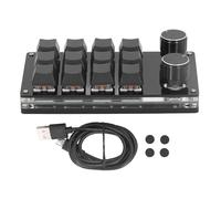 RELDAXSBH 12 Key Mechanical Gaming Keyboard with Red Switch, Programmable Macro Keypad with 2 Knobs for Linux OS X, Compact Wired Keyboard for Gaming Office Media Control