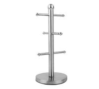 RELDAXSBH Stainless Steel Mug Rack, Tree Shape Cup Holder Organizer, Durable Tea Cup Storage with 3 Branches, Weighted Base for Kitchen Countertop, Space Saving Design for Coffee Mugs and Dr