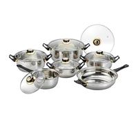Reldor 12PC Cookware Set - Saucepan, Frying Pan Pot & Casserole Stainless Steel Cookware | Non Stick, Kitchenware, Glass Lids, | Strong Quality, Long Lasting & Durable