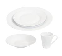 Reldor 16-Piece Round Porcelain Dinner Set for 4- 4 Dinner Plates and Bowls Set with 4 Side Plates & Mugs, Dishwasher Safe, Highly Resistant Dinnerware, Kitchen & Dining, Plain White
