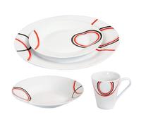 Reldor 16-Piece Round Porcelain Dinner Set for 4- 4 Dinner Plates and Bowls Set with 4 Side Plates & Mugs, Dishwasher Safe, Highly Resistant Dinnerware, Kitchen & Dining, Plain White