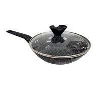 Reldor 28 cm Wok with Lid Non Stick, Large Frying Pan with Glass Lid, Nonstick Cookware for All Stove Tops, Even Heating, Easy to Clean Cookware, Healthy Cooking with Less Oil