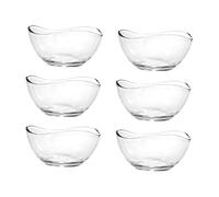 Reldor 6-Piece Glass Dessert Bowls - 300ml Clear Serving Bowls for Ice Cream, Sundae, Trifle, Fruit, Salad Starters - Stackable, Dishwasher Safe, Waved Edge Glassware for Elegant Table Presentation
