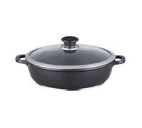 Reldor Die Cast Aluminium Low Non-Stick Casserole Dish with Lid 5L/36 cm - Heavy Duty Non-Stick Cooking Pot, Ceramic Coating, Induction & Oven Safe, with Thick Glass Lid & Double Bakelite Handles