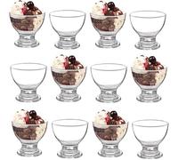 Reldor Glass Dessert Bowls Set of 12 - Short Stemmed Sundae & Ice Cream Bowls, Prawn Cocktail Glasses, Trifle Bowls - Ideal for Fruit Salads, Pudding Dishes - Footed Prawn Cocktail Dishes
