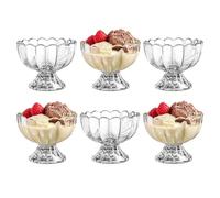 Reldor Ice Cream Glass Bowls Set of 6, 150 ml Mini Dessert Cups, Footed Dessert Bowls, Sundae Glasses for Parties, Glass Trifle Bowl for Serving Ice Cream, Pudding, Appetizer
