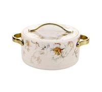 Reldor Insulated Stainless Steel Casserole Hotpot with Lid - BPA Free, Food Grade, Easy Carry Handles - Hot Pot for Kitchen, Roti Box - 2500ml, White Floral Design