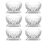 Reldor Set of 6 Footed Glass Bowls - Embossed Crystal Effect, Durable Thick Glass, Perfect for Desserts, Fruit Salad, Starters, Ice Cream, Appetisers - Elegant Individual Portion Bowls