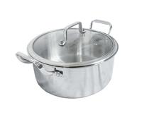 Reldor Stainless Steel 22 cm Casserole with Glass Lid, Stock Pot Cookware, Induction Saucepan, 3-Layer Construction for Even Heat Distribution, Oven & Dishwasher Safe, Eco-Friendly & Healthy Cooking