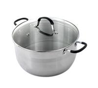 Reldor Stainless Steel Stock Pot with Glass Lid - 30cm Cooking Pot with Silicone Handles, Frying Saucepan Casserole Dish- Kitchen Cookware, Induction Compatible, Dishwasher Safe