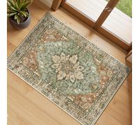 RELEANY Area Rugs 2'x3' Kitchen Rugs Entry Rug Small Rugs for Entryway Kitchen Bathroom Door Mat Indoor Entrance,Washable Non Slip, Brick Red Rust Neutral Brown Burnt Orange Green