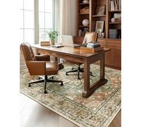 RELEANY Area Rugs 6'x8' Washable Non-Slip, Floral Vintage Distress Print Pattern Medallion Carpet for Living Room Bedroom Dining Room, Brick Red Rust Neutral Brown Burnt Orange Green