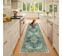 RELEANY Runner Rug Runner 24"x96", Washable Non-Slip Vintage Floral Pattern Distress Rug for Kitchen Hallway Bedroom Laundry Room Bathroom Rug Dark Blue Vintage