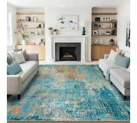 RELEANY Washable Area Rugs 8'x10' Non-Slip Modern Abstract Soft for Living Room Entryway Bedroom Nursery, Print Pattern, Teal Blue Green Orange Rust Red Colorful