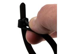 Releasable Cable Ties 7.6mm x 180mm Reusable Black [100 Pack]