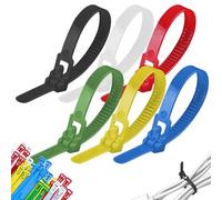Releasable Zipper Ties - 100 Pcs Adjustable Nylon Straps, Self-Locking Fastener Rings, Durable Zipper Cable Tie Set with Buckle | Workshop for Home Office'org