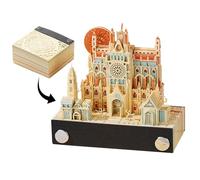 Release notes, notepad, detach paper revealing castle notepad - Charming table ornament, non-sticky art notes for school and home office