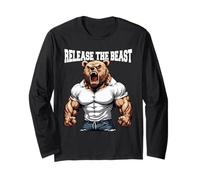 Release The Beast Bodybuilder Grizzly Bear Weightlifter Long Sleeve T-Shirt