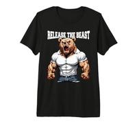 Release The Beast Bodybuilder Grizzly Bear Weightlifter Premium T-Shirt
