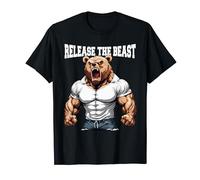 Release The Beast Bodybuilder Grizzly Bear Weightlifter T-Shirt