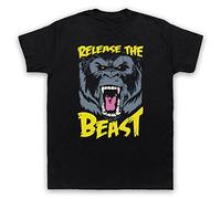 Release The Beast Gym Workout Slogan Mens T-Shirt, Black, Large