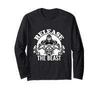 Release The Beast, Weight Lifter Gym Strong Man Body Builder Long Sleeve T-Shirt