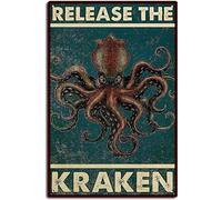 Release The Kraken Signs, Most Iconic Quotes Tin Sign Wall Poster Decor Funny Retro Bar Coffee Pub Gift Wall Decor Sign 8x12 Inch