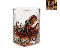 Release the Octopus Glass, 3D Deep Sea Gothic Octopus Whiskey Glass, Unique Nautical Pirate-Bar Drinkware, Premium Display Glass for Rum Whiskey Wine, Gift for Dads Brothers Collectors (1PCS)