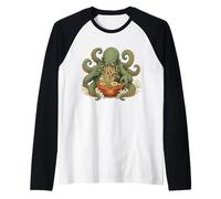 Release The Ramen Eldritch Noodle Monster Art Raglan Baseball Tee