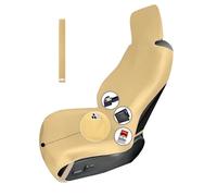 RELEDESA 1PC Upgraded Widened Neoprene Seat Cover Protector for Dog Kids, Waterproof Front Seat Cover Anti-sweat Towel with 3 Buckle Straps and Front Storage Pocket, for Cars Van Truck SUV (Beige)