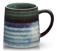 RELEDESA 700ml Extra Large Ceramic Coffee Mug with Big Handle, 25 Oz Handmade Glazed Oversized Tea Cup for Office and Home, Microwave, Dishwasher and Freezers Safe, Hot and Cold Drinking (Ink Green)