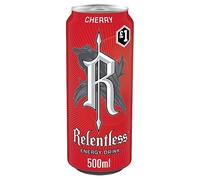Relentless Cherry Energy Drink, 12 Cans × 500 ml, Price Marked £1