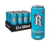 Relentless White Citrus Energy Drink, Pack of 12 x 500ml Cans