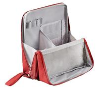 Relevanton Standing Makeup Bag, Waterproof Vertical Office Desktop Storage Bags, Multi Purpose Stand Up Toiletry Bags (Red)